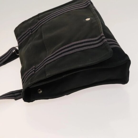 HERMES Fourre Tout Bassas MM Shoulder Bag Canvas Black Auth - Picture 9 of 14